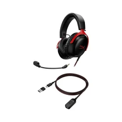 HyperX Cloud III Noise Canceling Stereo Gaming Headset, USB, 3.5mm, Black/Red (727A9AA)