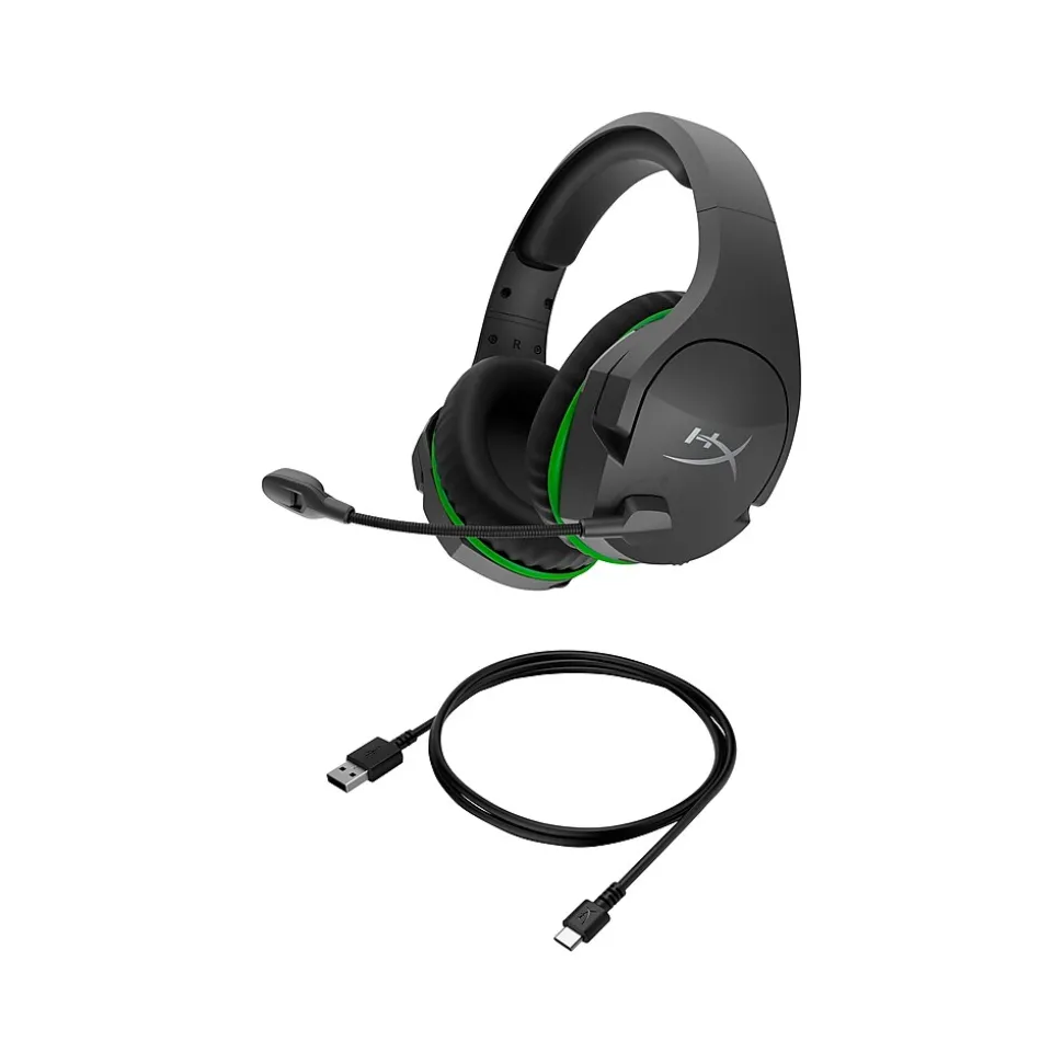HyperX Cloudx Stinger Core Wireless Noise Canceling Stereo Gaming Over-the-Ear Headset, Black/Green (4P5J0AA)