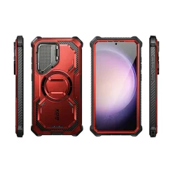 i-Blason ArmorBox MagSafe Rugged Case for Samsung Galaxy S24, Shock Absorbing, Metallic Red (GS24ABSPRD)