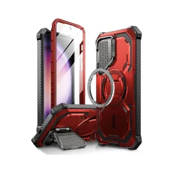i-Blason ArmorBox MagSafe Rugged Case for Samsung Galaxy S24, Shock Absorbing, Metallic Red (GS24ABSPRD)