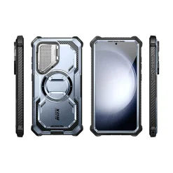 i-Blason ArmorBox MagSafe Rugged Case for Samsung Galaxy S24, Shock Absorbing, Metallic Blue (GS24ABSPTT)