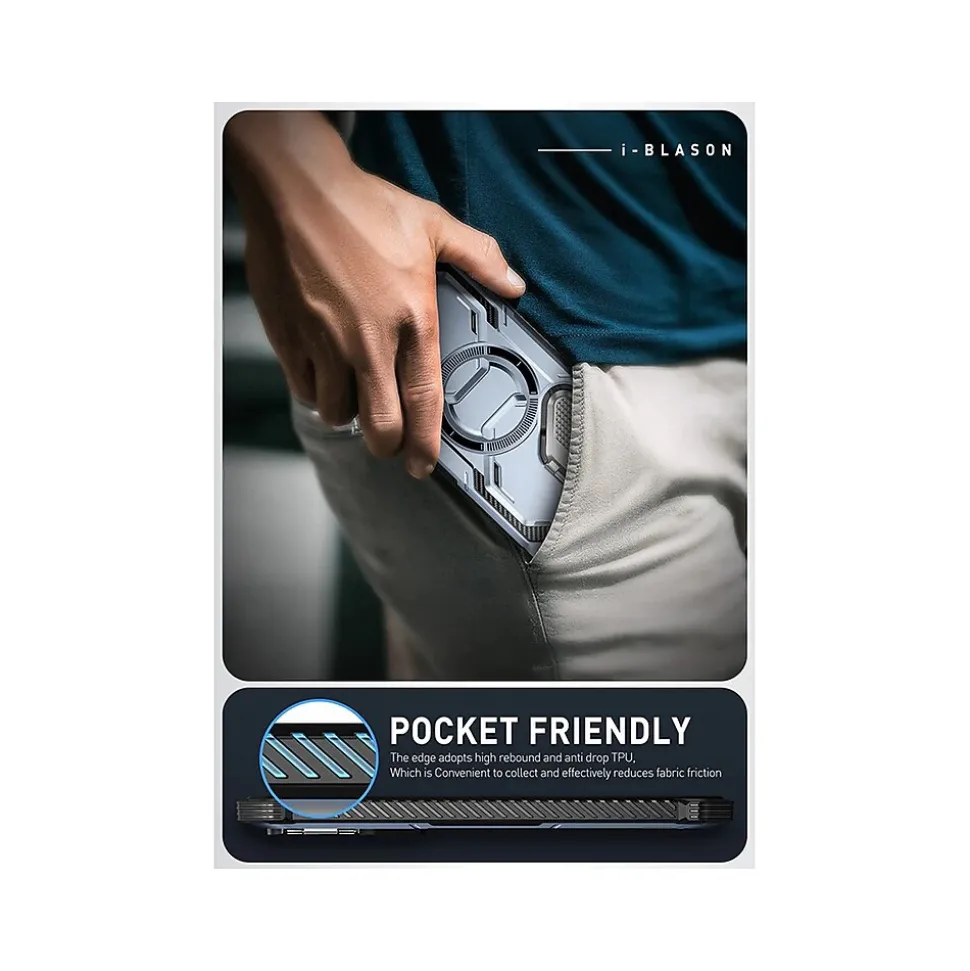 i-Blason ArmorBox MagSafe Rugged Case for Samsung Galaxy S24+, Shock Absorbing, Metallic Blue (GS24PLUSABSPTT)