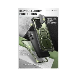 i-Blason ArmorBox MagSafe Rugged Case for Samsung Galaxy S24+, Shock Absorbing, Dark Green (GS24PLUSABSPGN)