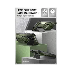 i-Blason ArmorBox MagSafe Rugged Case for Samsung Galaxy S24+, Shock Absorbing, Dark Green (GS24PLUSABSPGN)