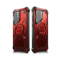 i-Blason ArmorBox MagSafe Rugged Case for Samsung Galaxy S24+, Shock Absorbing, Metallic Red (GS24PLUSABSPRD)