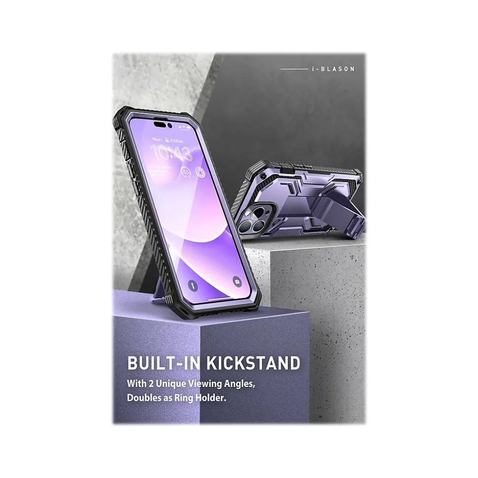 i-Blason ArmorBox Metallic Purple Rugged Case for iPhone 14 Pro (iPhone2022Pro-6.1-Armorbox-SP-Mauve)