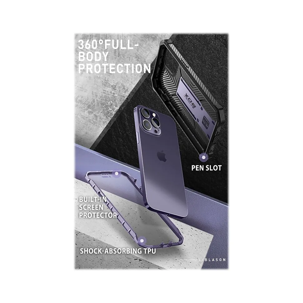 i-Blason ArmorBox Metallic Purple Rugged Case for iPhone 14 Pro (iPhone2022Pro-6.1-Armorbox-SP-Mauve)