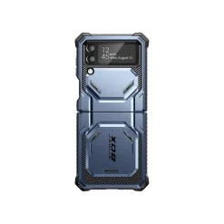 i-Blason Armorbox Metallic Blue Rugged Case for Samsung Galaxy Z Flip4 (Galaxy2022-ZFlip4-5G-Armorbox-Tilt)