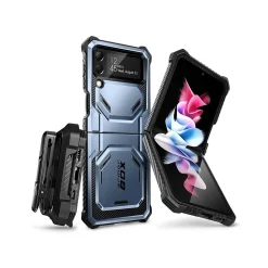 i-Blason Armorbox Metallic Blue Rugged Case for Samsung Galaxy Z Flip4 (Galaxy2022-ZFlip4-5G-Armorbox-Tilt)