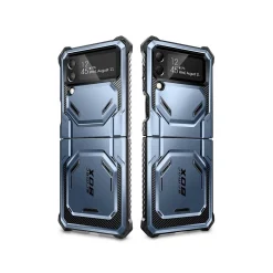 i-Blason Armorbox Metallic Blue Rugged Case for Samsung Galaxy Z Flip4 (Galaxy2022-ZFlip4-5G-Armorbox-Tilt)