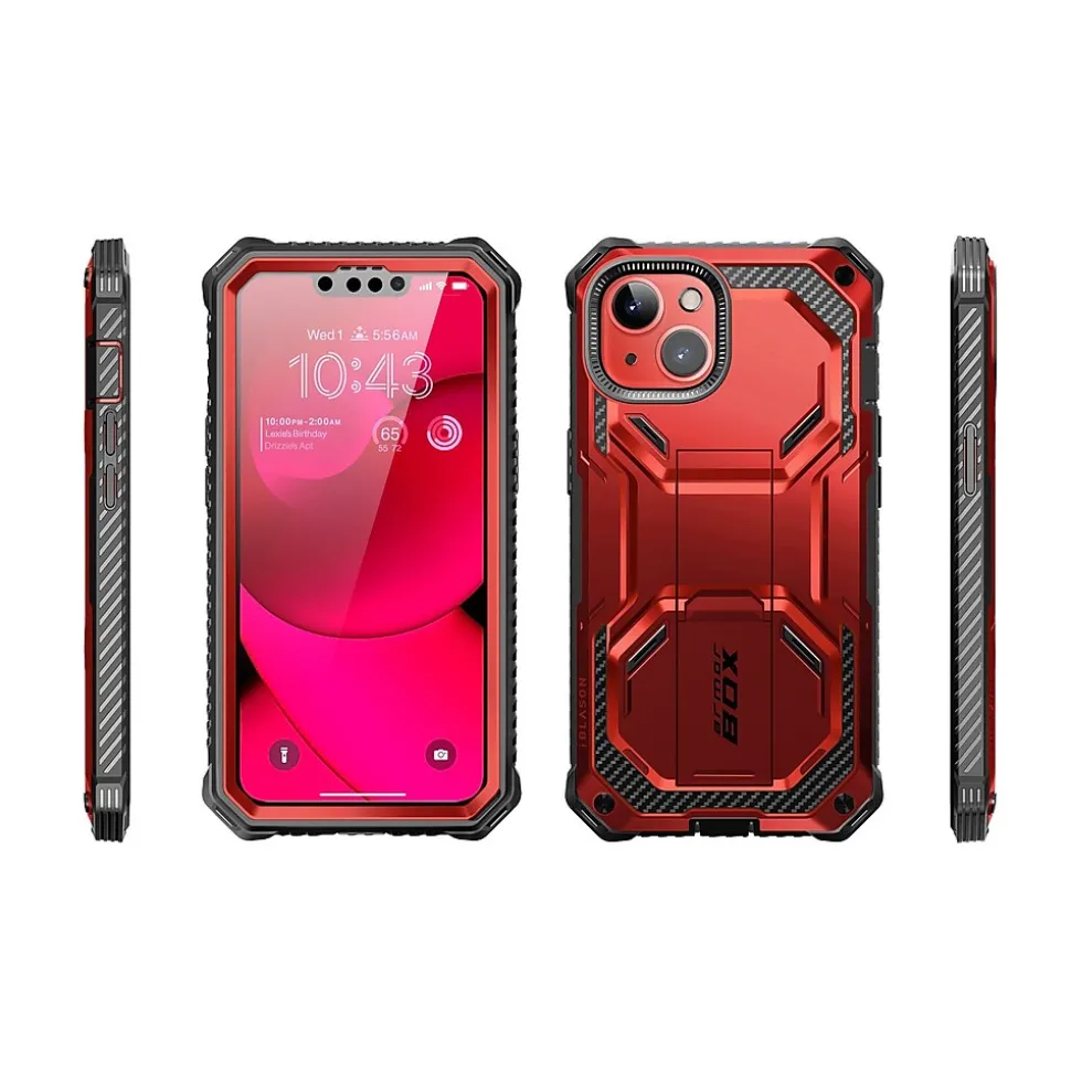 i-Blason ArmorBox Metallic Red Rugged Case for iPhone 14 (iPhone2021/22-6.1-Armorbox-SP-Ruddy)