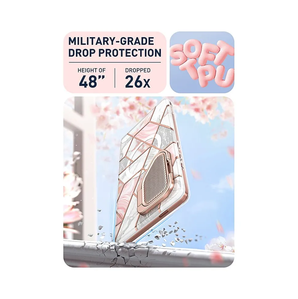 i-Blason Cosmo Cute Marble Pink MagSafe Case for Samsung Galaxy S24 Ultra, Shock-Absorbing