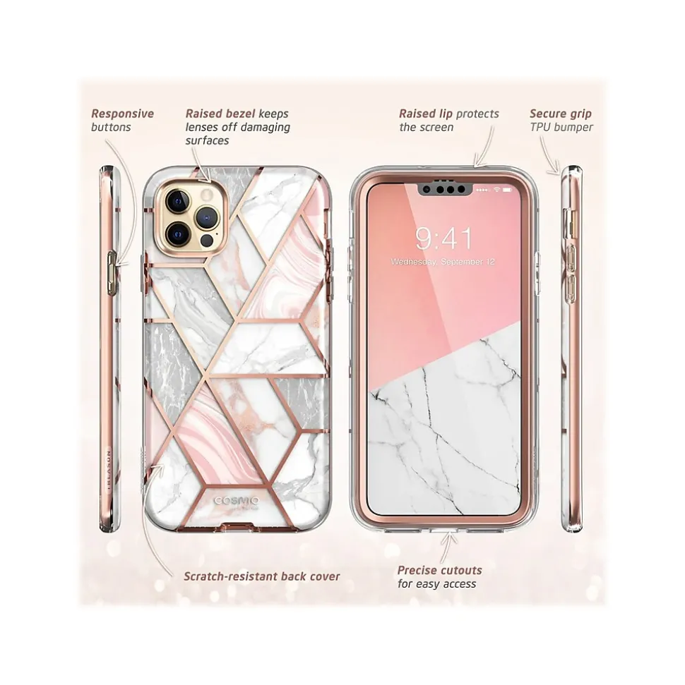 i-Blason Cosmo Marble Pink Snap Case for iPhone 13 Pro Max (iPhone2021-6.7-Cosmo-SP-Marble)