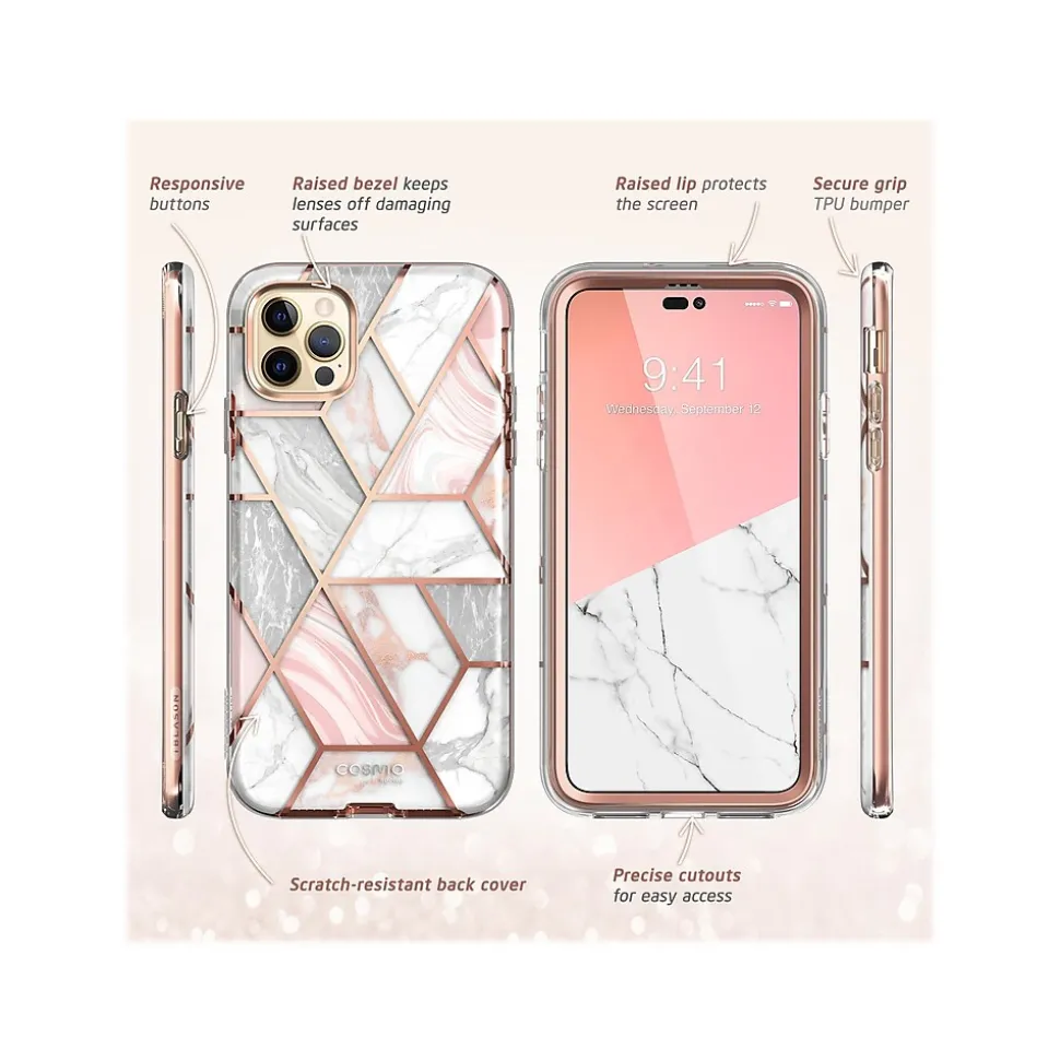 i-Blason Cosmo Marble Pink Case for iPhone 14 Pro Max (iPhone2022Pro-6.7-Cosmo-SP-Marble)