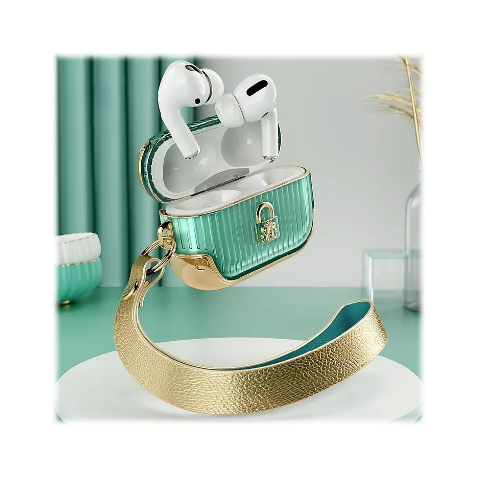 i-Blason Duchess Case for Apple AirPods Pro, Green (AirPodsPro2019-Duchess-Gold)