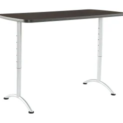 Iceberg Arc Adjustable Height Rectangular Conference Table, Gray Walnut/Silver Legs, 30"-42"H x 60"W x 30"D