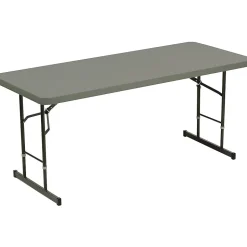 ICEBERG IndestrucTable TOO Adjustable Height Folding Table, 72" x 30", Charcoal (65627)