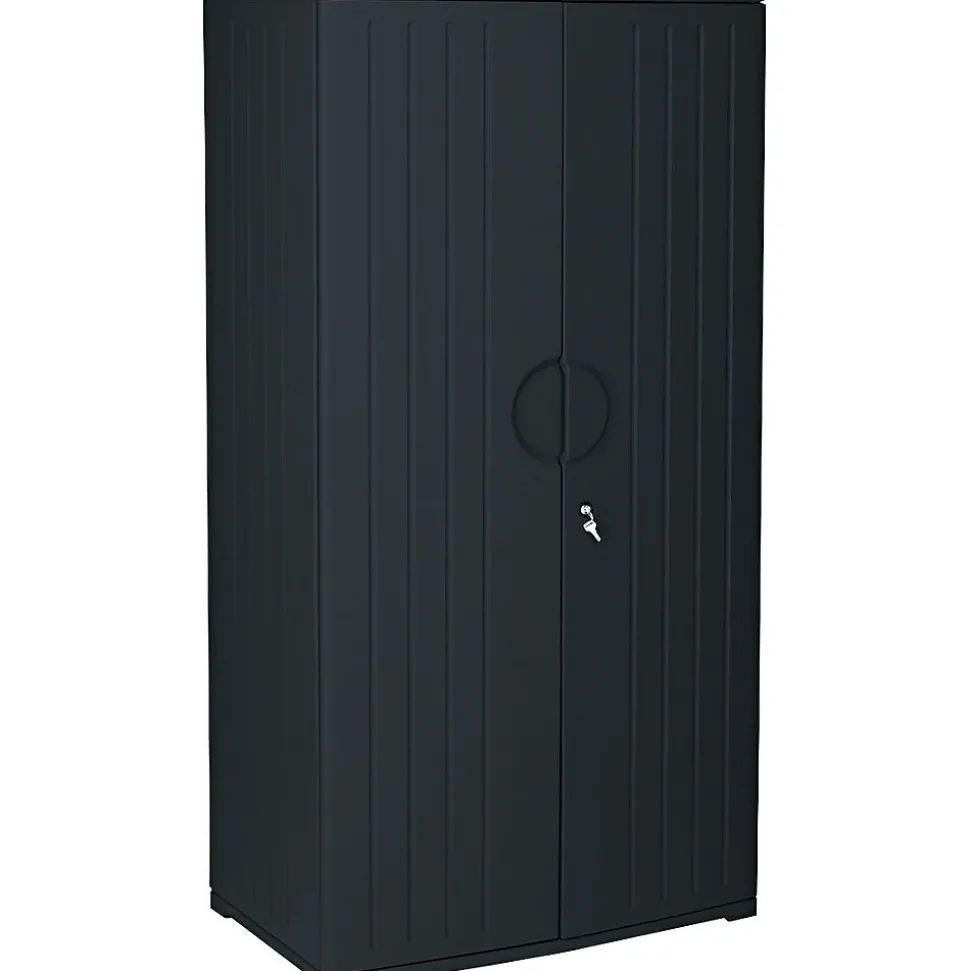 Iceberg® Officeworks® Polyethylene Storage Cabinet, Non-Assembled, 72Hx36Wx22D", Black