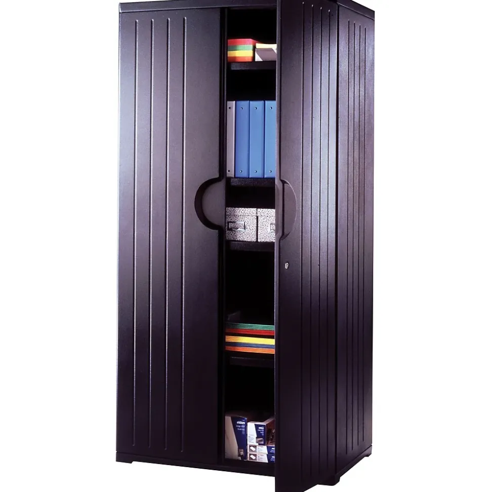 Iceberg® Officeworks® Polyethylene Storage Cabinet, Non-Assembled, 72Hx36Wx22D", Black