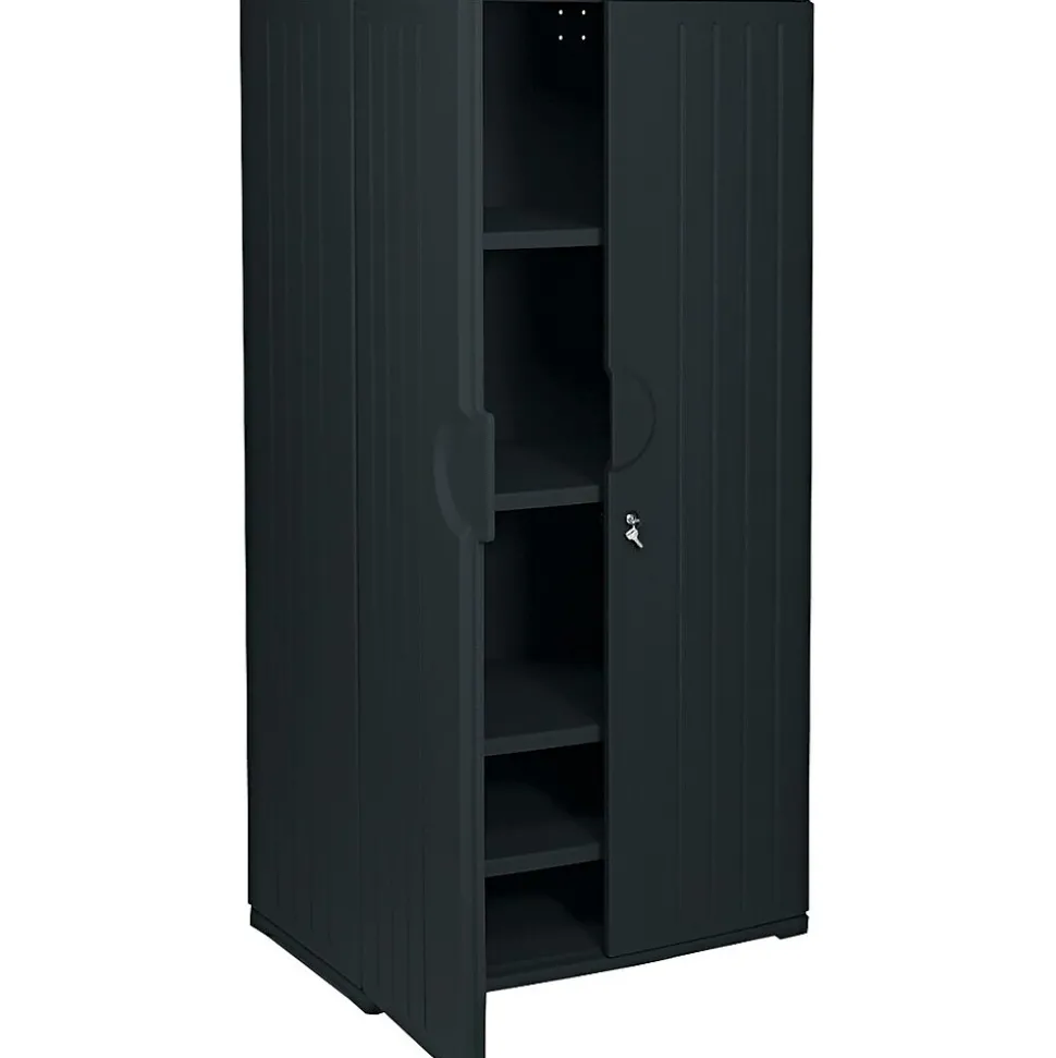 Iceberg® Officeworks® Polyethylene Storage Cabinet, Non-Assembled, 72Hx36Wx22D", Black