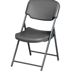Iceberg Rough 'N Ready Folding Chairs, Plastic, Charcoal, Seat: 18 3/4"W x 21 1/2"D, Back: 18 3/4"W x 20 1/4"H