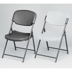 Iceberg Rough 'N Ready Folding Chairs, Plastic, Charcoal, Seat: 18 3/4
