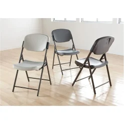 Iceberg Rough 'N Ready Folding Chairs, Plastic, Charcoal, Seat: 18 3/4