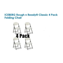 Iceberg Rough 'N Ready Plastic Folding Chairs, Platinum Granite, 4/Carton (64033)