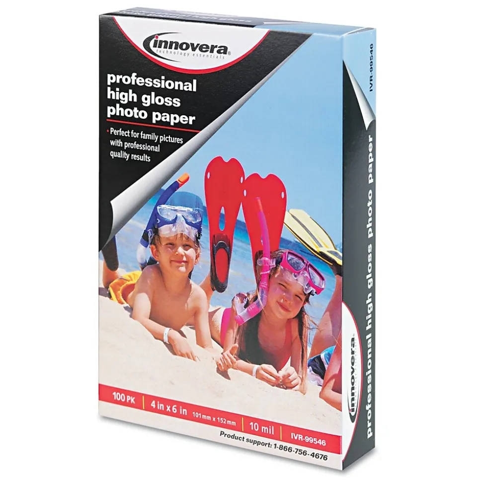 Innovera Glossy Photo Paper, 4" x 6", 100 Sheets/Pack (IVR99546)