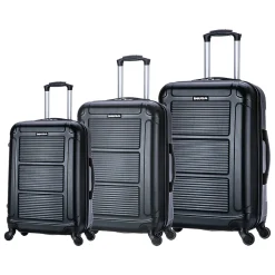 InUSA Pilot 3-Piece Hardside Spinner Luggage Set, Black (IUPILSML-COA)