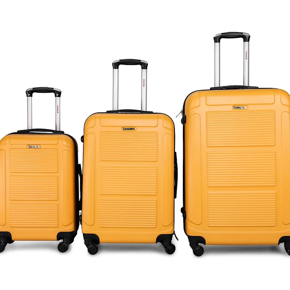 InUSA Pilot 3-Piece Hardside Spinner Luggage Set, Mustard (IUPILSML-MUS)