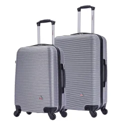 InUSA Royal 2-Piece Hardside Spinner Luggage Set, Silver (IUROY0SM-SIL)
