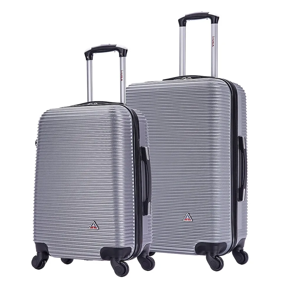 InUSA Royal 2-Piece Hardside Spinner Luggage Set, Silver (IUROY0SM-SIL)