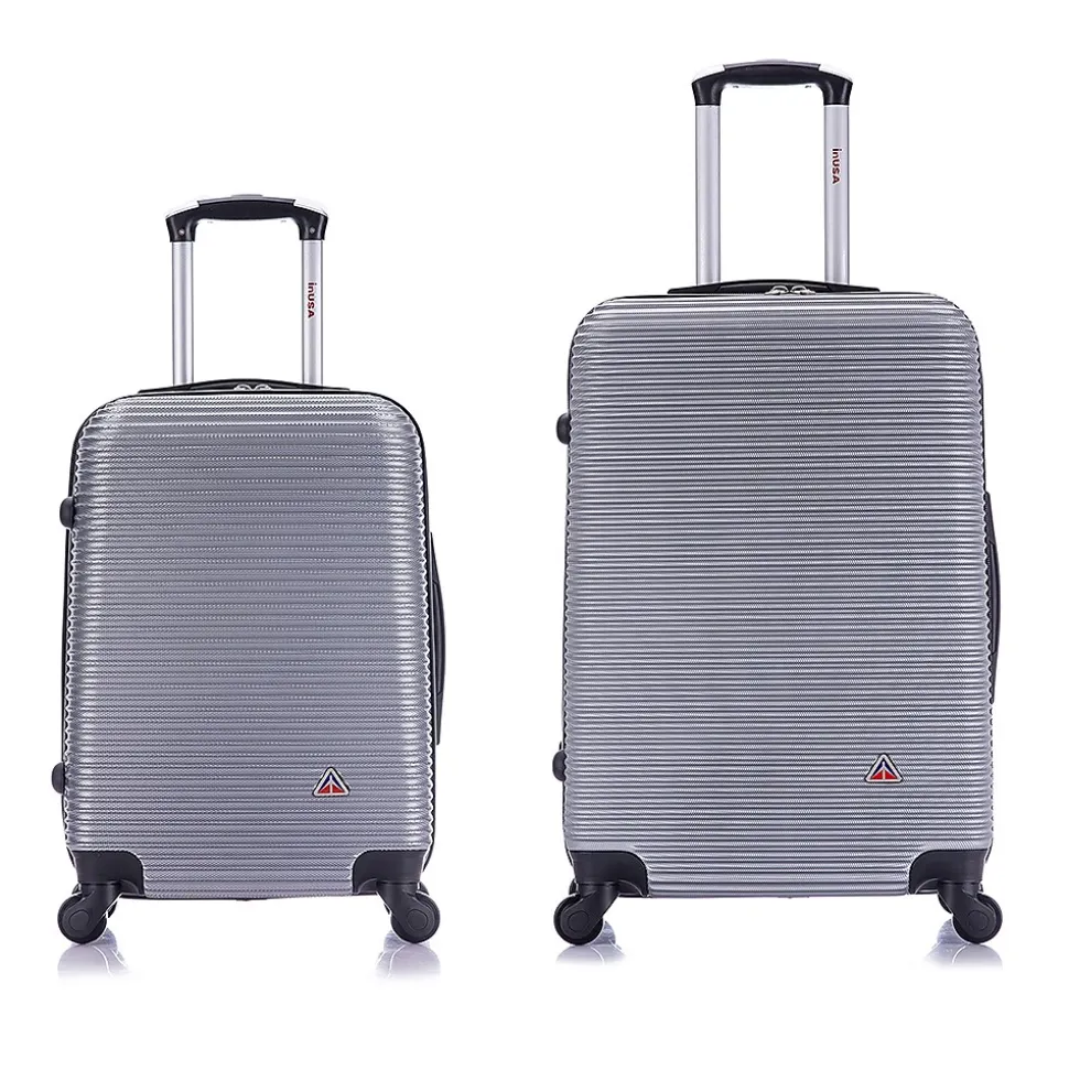 InUSA Royal 2-Piece Hardside Spinner Luggage Set, Silver (IUROY0SM-SIL)