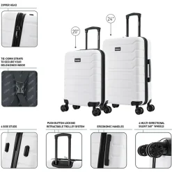 InUSA Trend 2-Piece Hardside Spinner Luggage Set, White (IUTRE0SM-WHI)