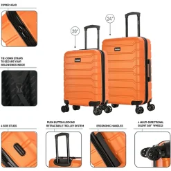 InUSA Trend 2-Piece Hardside Spinner Luggage Set, Orange (IUTRE0SM-ORA)