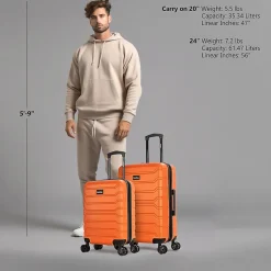 InUSA Trend 2-Piece Hardside Spinner Luggage Set, Orange (IUTRE0SM-ORA)