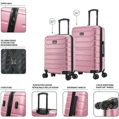 InUSA Trend 2-Piece Hardside Spinner Luggage Set, Rose Gold (IUTRE0SM-ROS)
