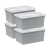 Iris Plastic File Box with Split Lid, Letter Size, Gray, 4/Pack (500167)