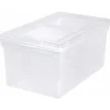 Iris Plastic File Box with Attached Flip Top Lid, Letter Size, Clear, 5/Pack (139921)