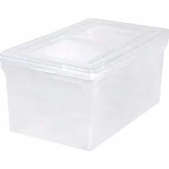Iris Plastic File Box with Attached Flip Top Lid, Letter Size, Clear, 5/Pack (139921)