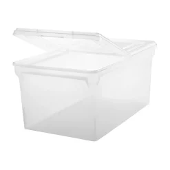 Iris Plastic File Box with Attached Flip Top Lid, Letter Size, Clear, 5/Pack (139921)