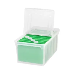 Iris Plastic File Box with Attached Flip Top Lid, Letter Size, Clear, 5/Pack (139921)