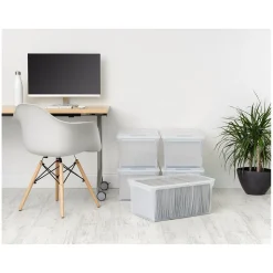 Iris Plastic File Box with Attached Flip Top Lid, Letter Size, Clear, 5/Pack (139921)