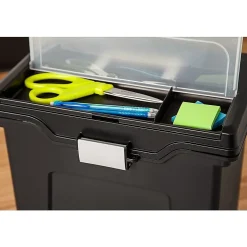 IRIS Portable File Box with Organizer Lid, Letter Size, Black (110977)