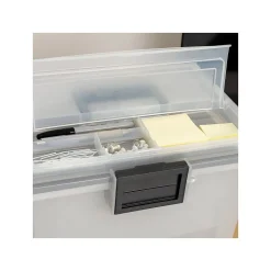 Iris WeatherPro Plastic File Box with Latching Lid, Letter/Legal Size, Clear, 4/Pack (110350)