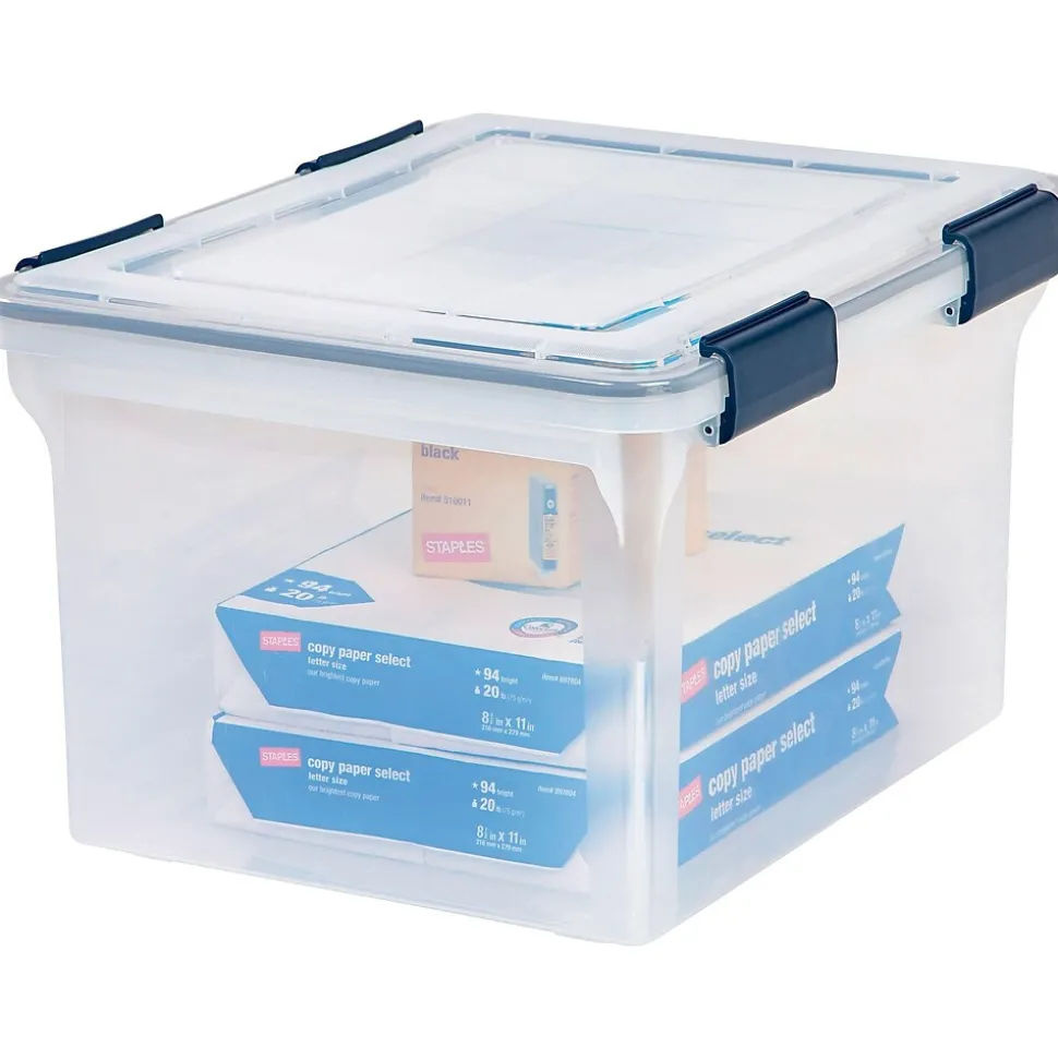 Iris WeatherPro Plastic File Box Latch Lid, Letter/Legal Size, Clear (110601)