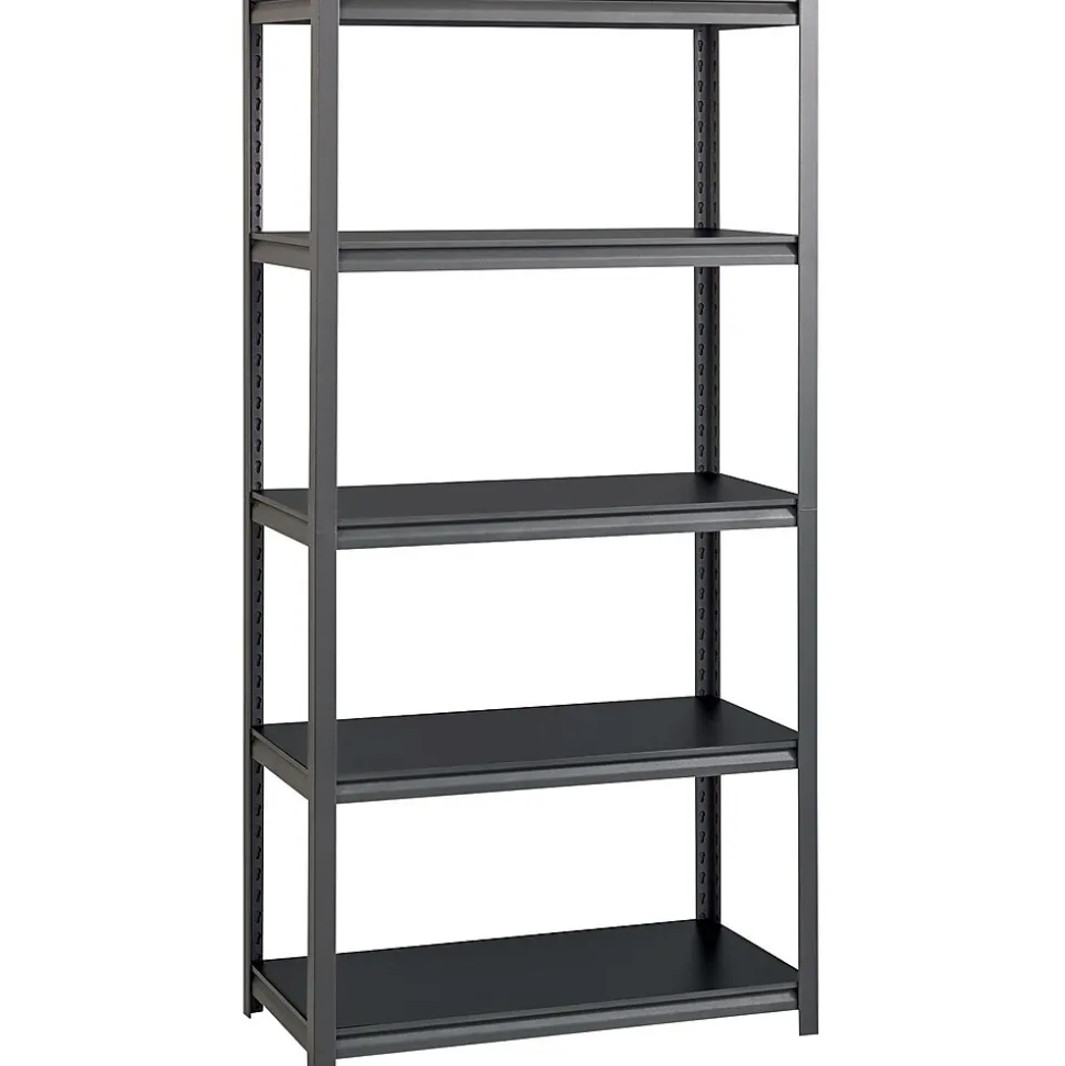 Iron Horse 3200 Concealed Rivet 5-Shelf Metal Stand Alone Shelving Unit, 36" W, Gray (20996)