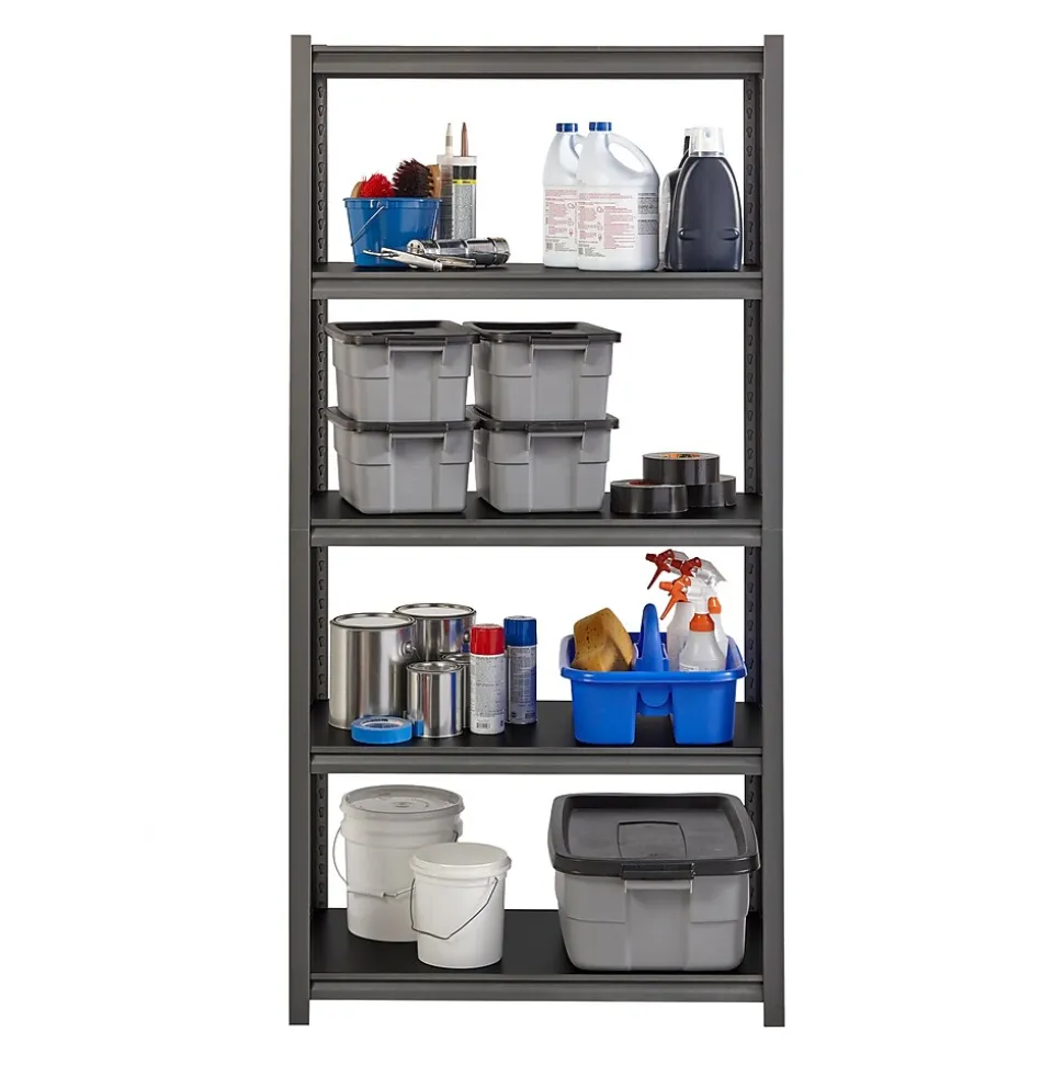 Iron Horse 3200 Concealed Rivet 5-Shelf Metal Stand Alone Shelving Unit, 36" W, Gray (20996)