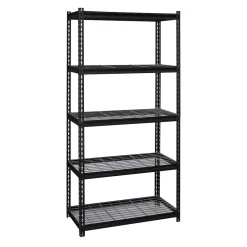Iron Horse 2300 lb. Wire Rivet Series 5-Shelf Metal/Wire Deck Shelving Unit, 36"W, Black (22130)